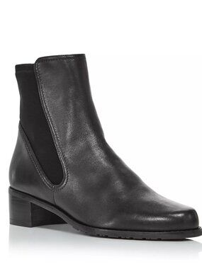 Stuart Weitzman Women's Black Leather Lynelle Bootie Pull On Ankle Boots Sz 7.5